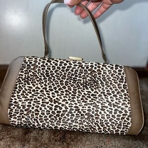 Antique and extremely rare Leopard Print Shoulder Bag in Brown and Cream